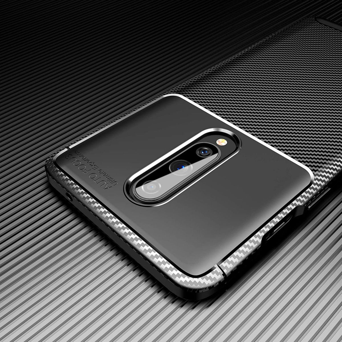 OnePlus 8 Siliconen Carbon Hoesje Zwart afbeelding 6