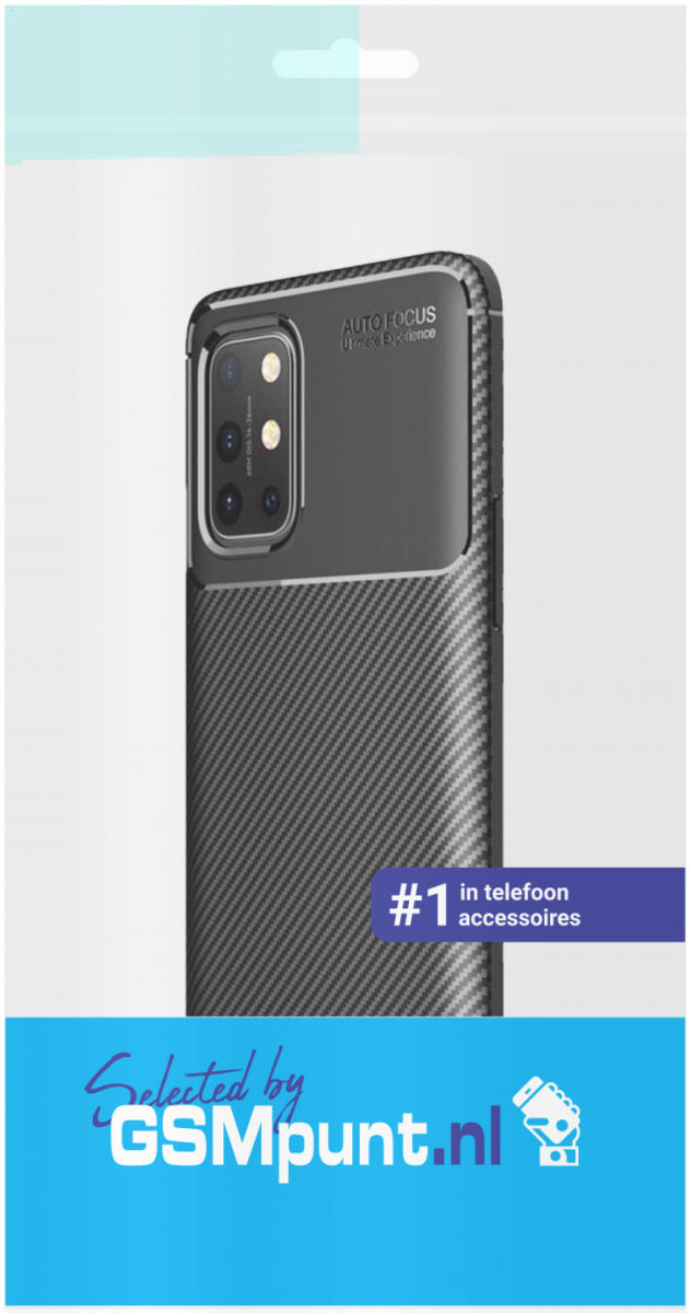 OnePlus 8 Siliconen Carbon Hoesje Zwart afbeelding 2