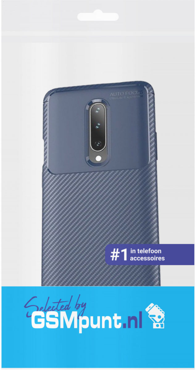 OnePlus 8 Siliconen Carbon Hoesje Blauw afbeelding 2