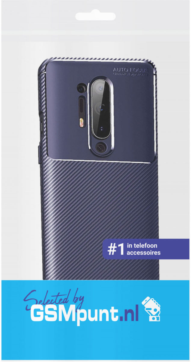 OnePlus 8 Pro Siliconen Carbon Hoesje Blauw afbeelding 2