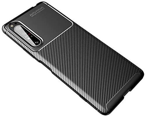 Sony Xperia 1 II Hoesje Siliconen Carbon TPU Back Cover Zwart afbeelding 1
