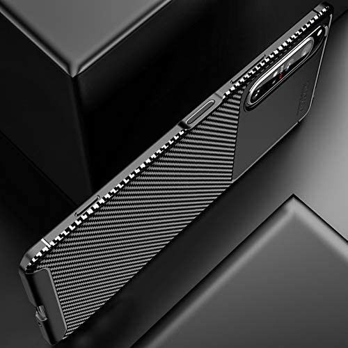 Sony Xperia 1 II Hoesje Siliconen Carbon TPU Back Cover Zwart afbeelding 13