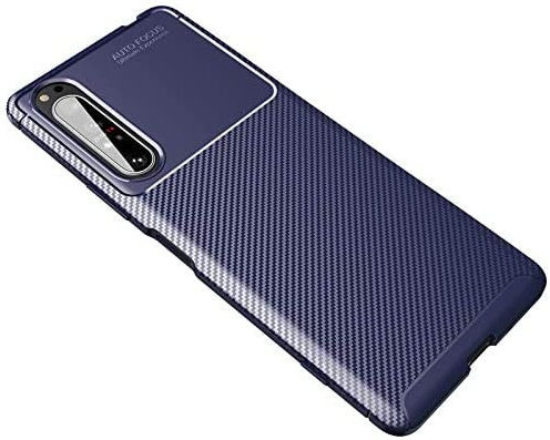 Sony Xperia 1 II Hoesje Siliconen Carbon TPU Back Cover Blauw afbeelding 1