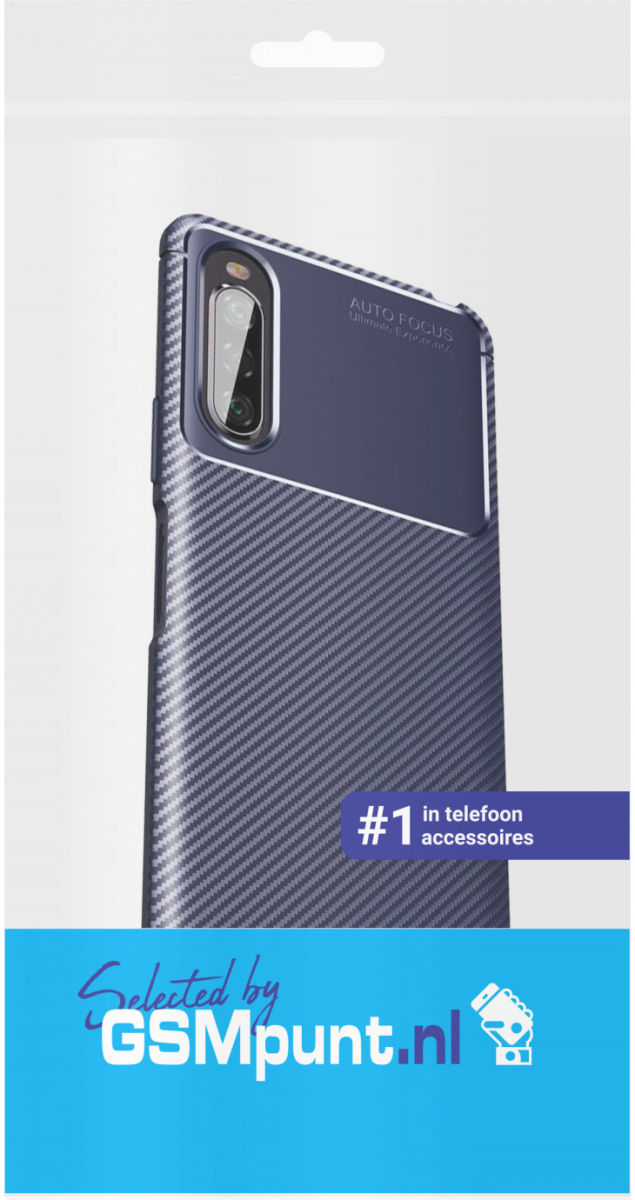 Sony Xperia 10 II Siliconen Carbon Hoesje Blauw afbeelding 3