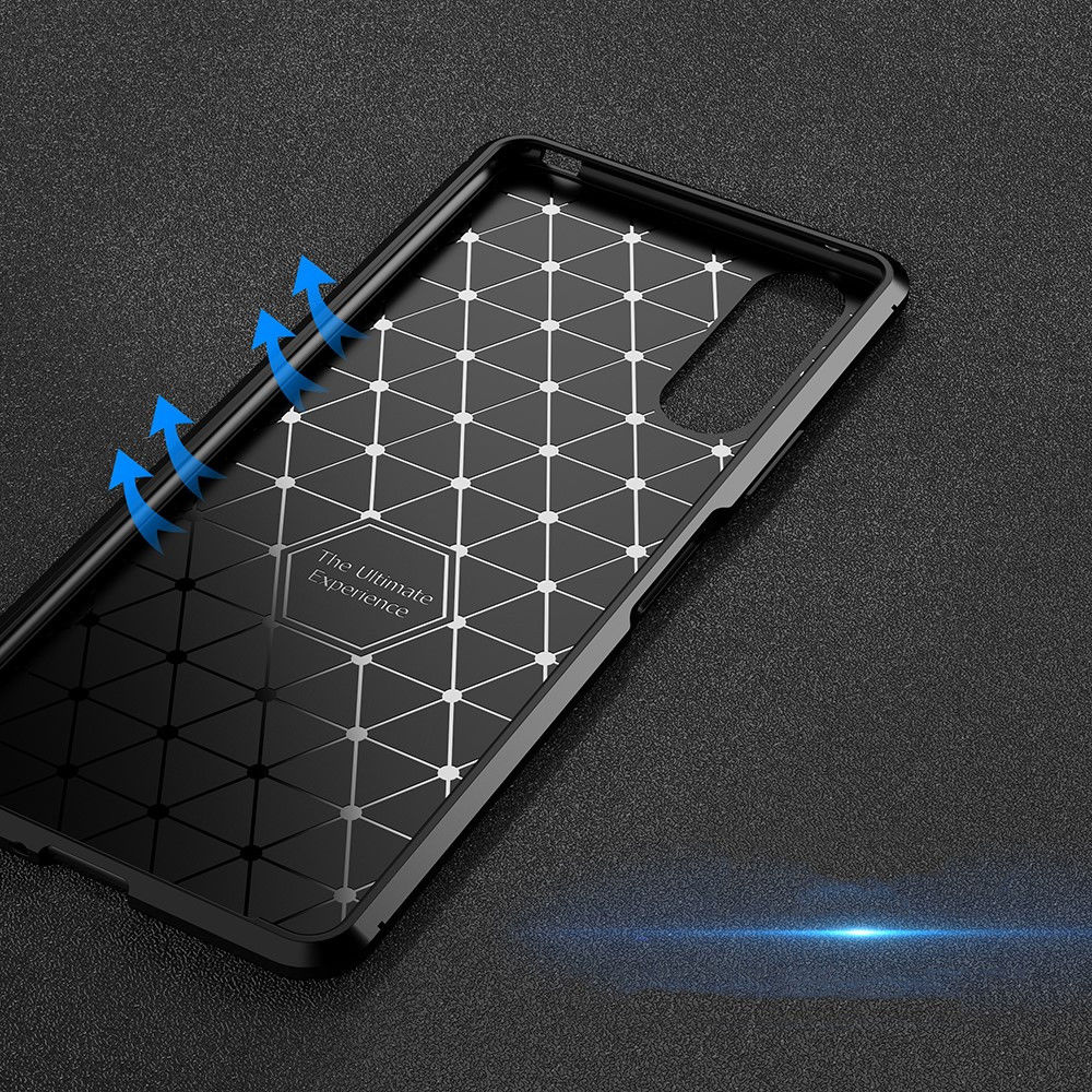 Sony Xperia 10 II Siliconen Carbon Hoesje Blauw afbeelding 7