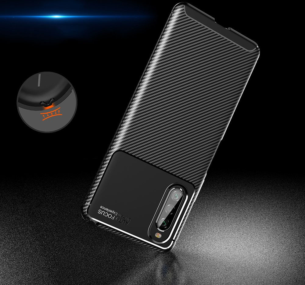 Sony Xperia 10 II Siliconen Carbon Hoesje Blauw afbeelding 8