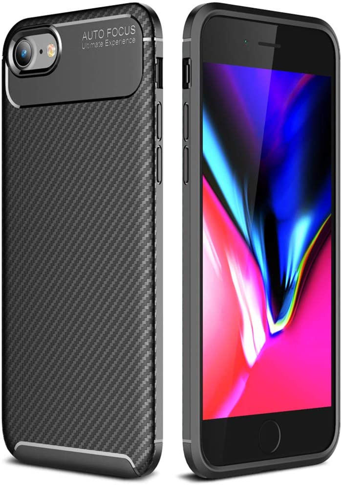 Apple iPhone SE (2020/2022) Hoesje Siliconen Carbon Zwart afbeelding 5