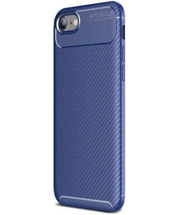 Apple iPhone SE (2020/2022) Hoesje Siliconen Carbon Blauw Hoesjes
