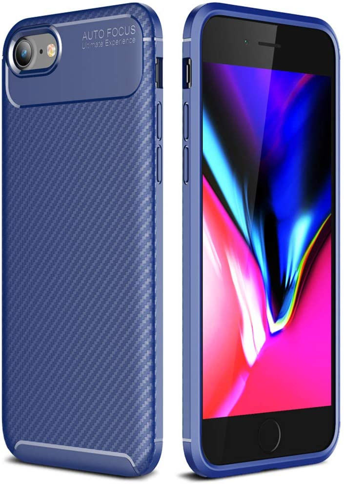 Apple iPhone SE (2020/2022) Hoesje Siliconen Carbon Blauw afbeelding 5