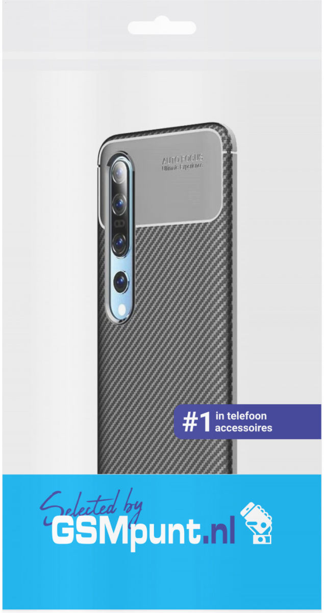 Xiaomi Mi 10 (Pro) Siliconen Carbon Hoesje Zwart afbeelding 2