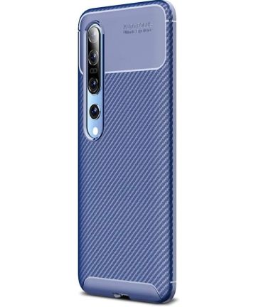 Xiaomi Mi 10 (Pro) Siliconen Carbon Hoesje Blauw Hoesjes