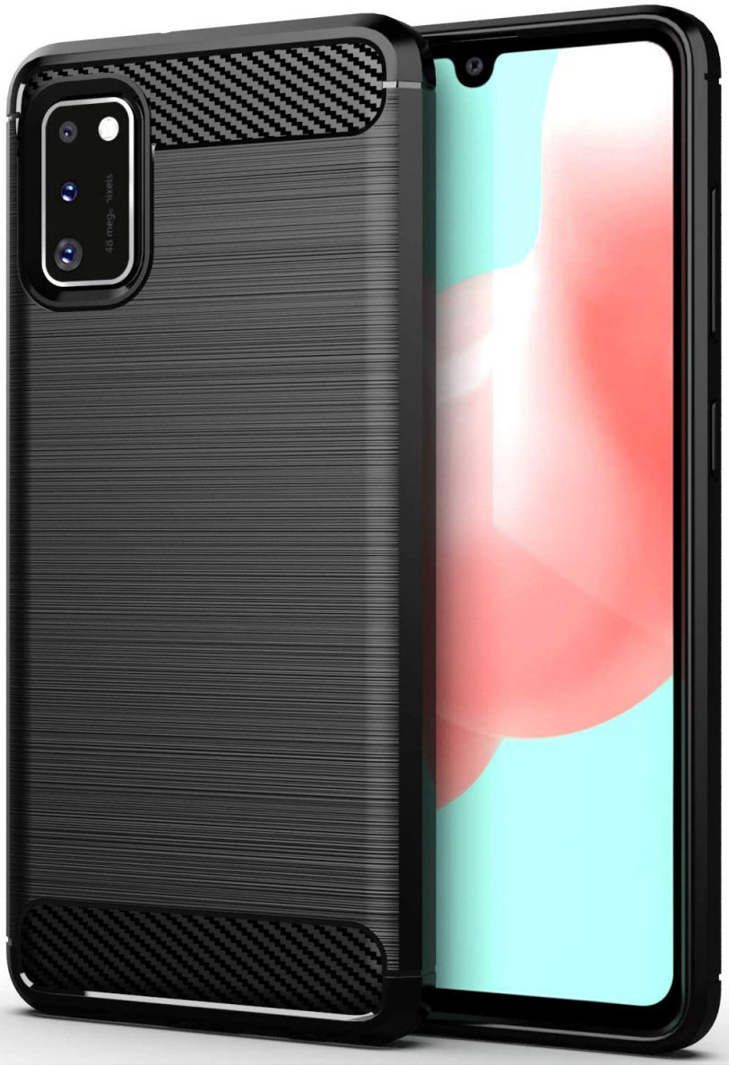 Samsung Galaxy A41 Geborsteld TPU Hoesje Zwart afbeelding 1