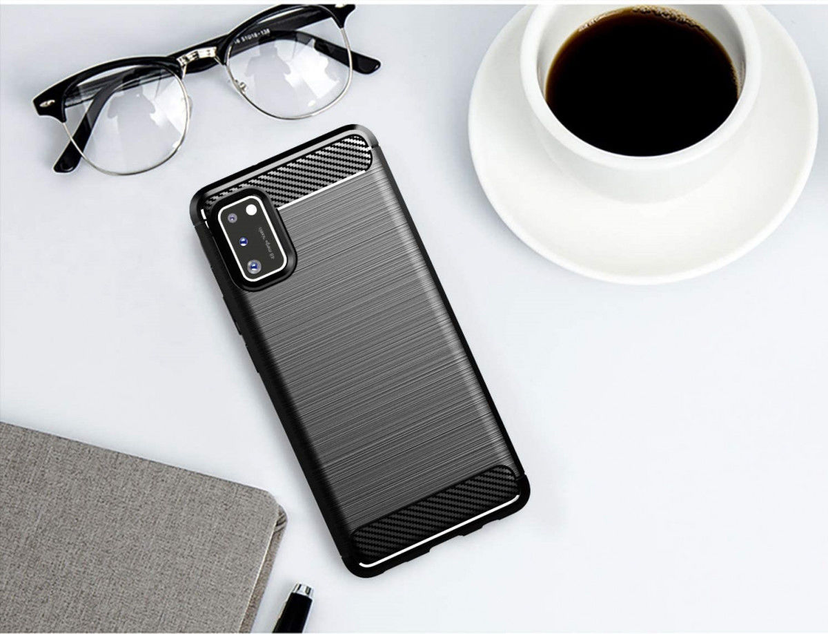 Samsung Galaxy A41 Geborsteld TPU Hoesje Zwart afbeelding 3