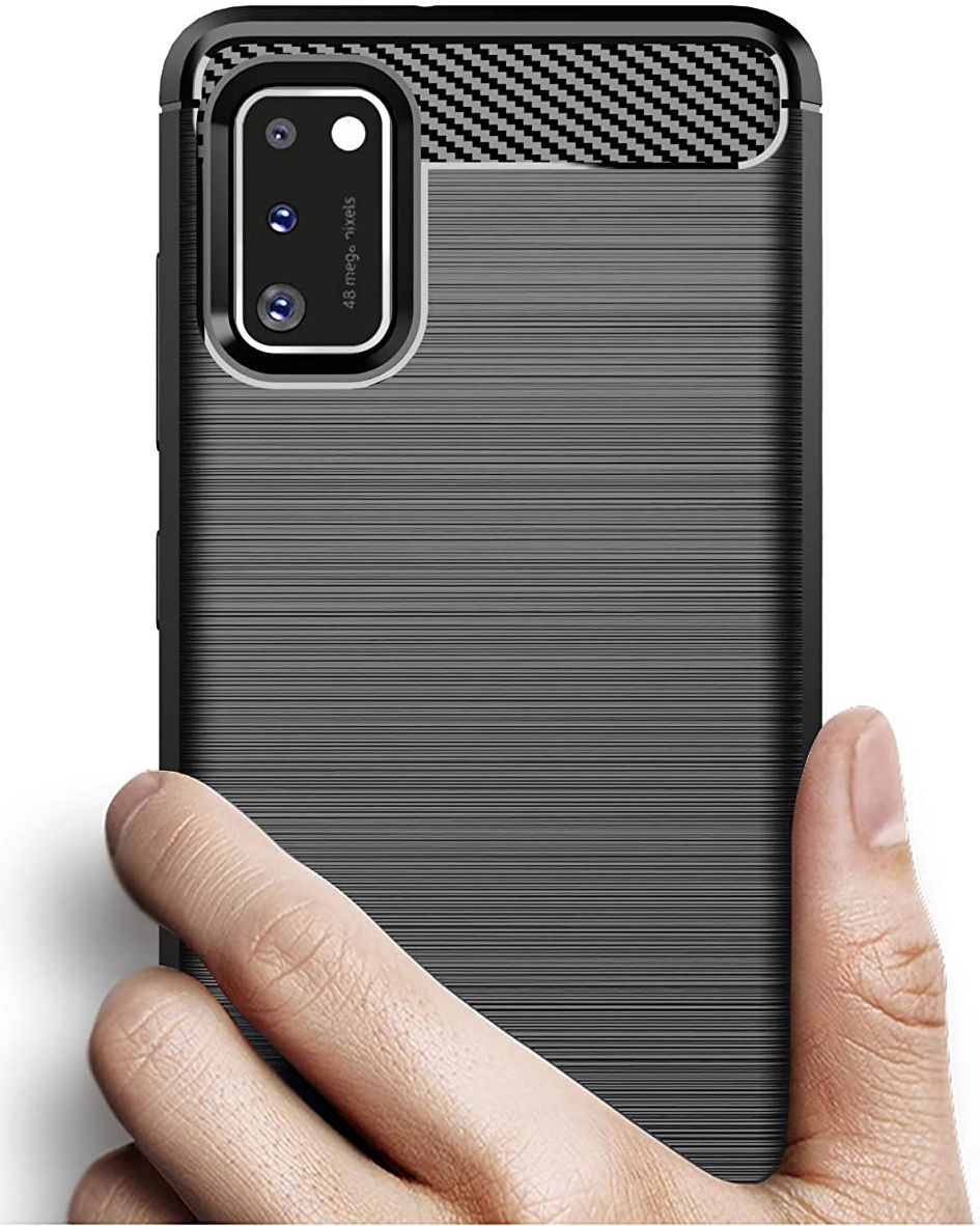 Samsung Galaxy A41 Geborsteld TPU Hoesje Zwart afbeelding 4