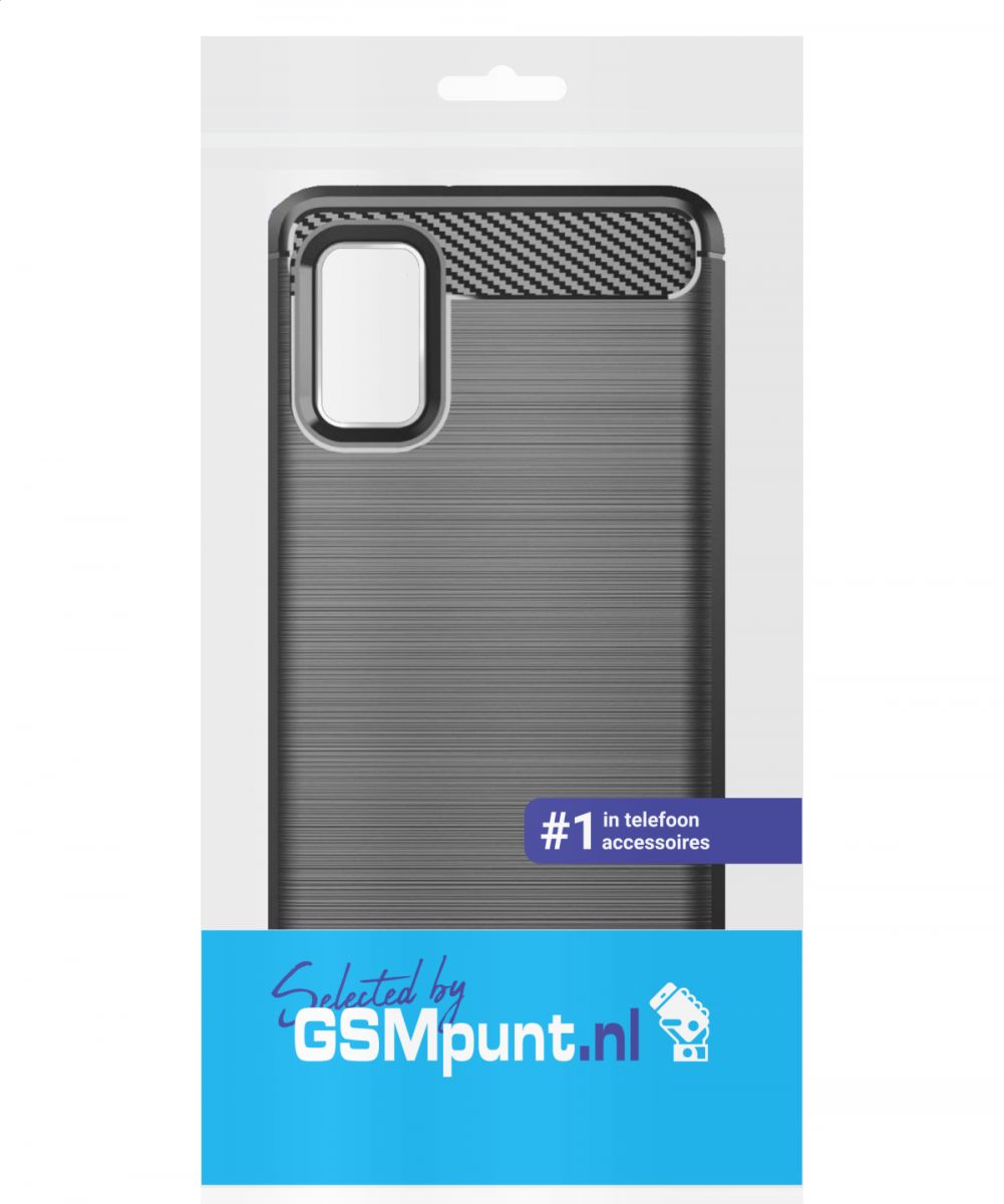 Samsung Galaxy A41 Geborsteld TPU Hoesje Zwart afbeelding 2