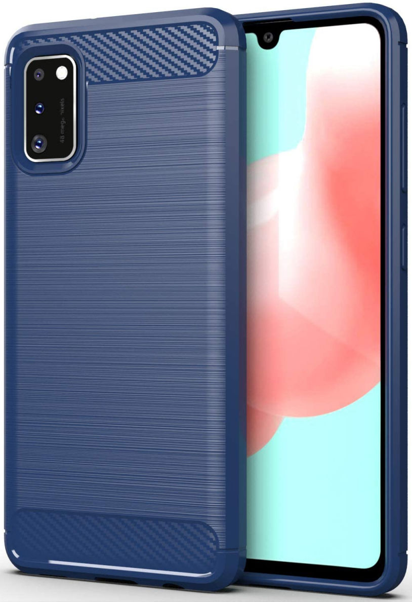 Samsung Galaxy A41 Geborsteld TPU Hoesje Blauw afbeelding 1