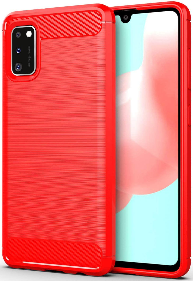 Samsung Galaxy A41 Geborsteld TPU Hoesje Rood afbeelding 1