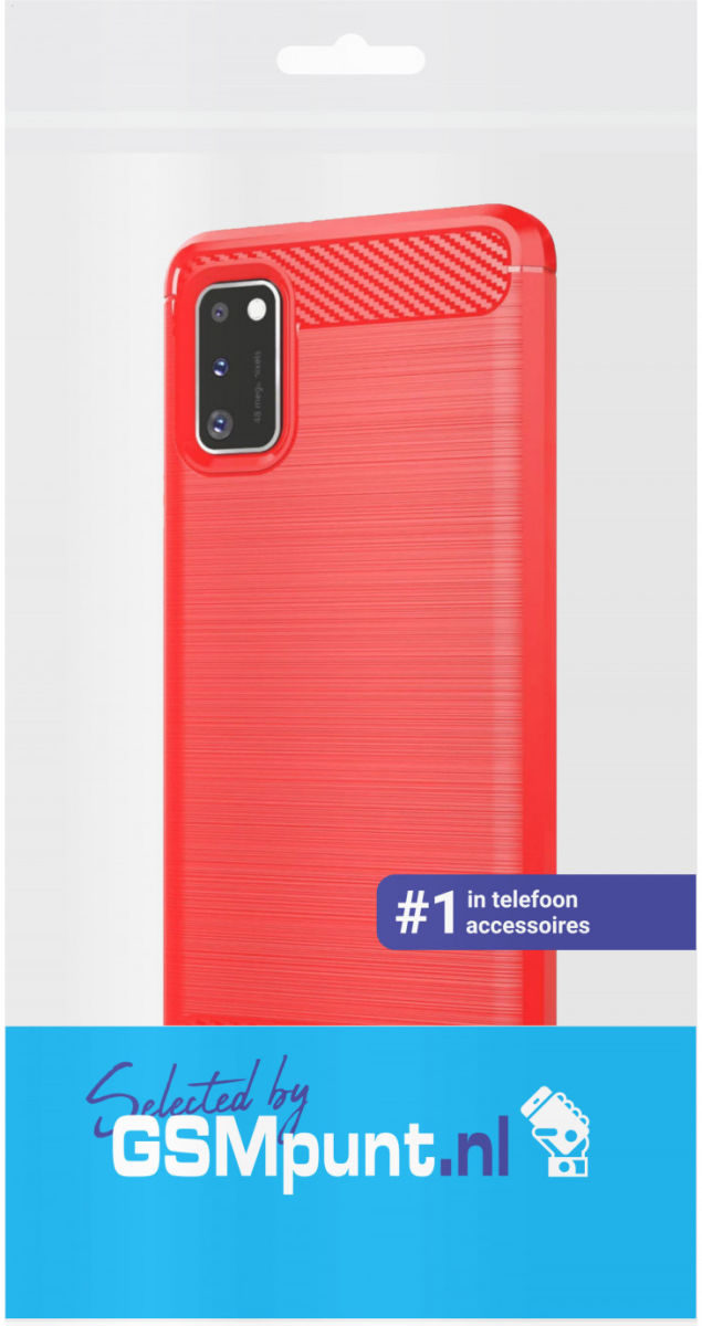 Samsung Galaxy A41 Geborsteld TPU Hoesje Rood afbeelding 2