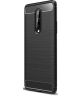 OnePlus 8 Hoesje Geborsteld TPU Flexibele Back Cover Zwart