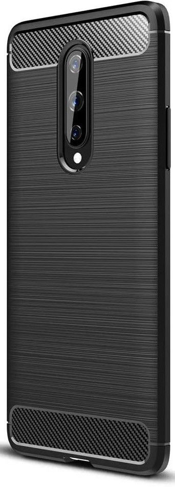 OnePlus 8 Hoesje Geborsteld TPU Flexibele Back Cover Zwart afbeelding 3
