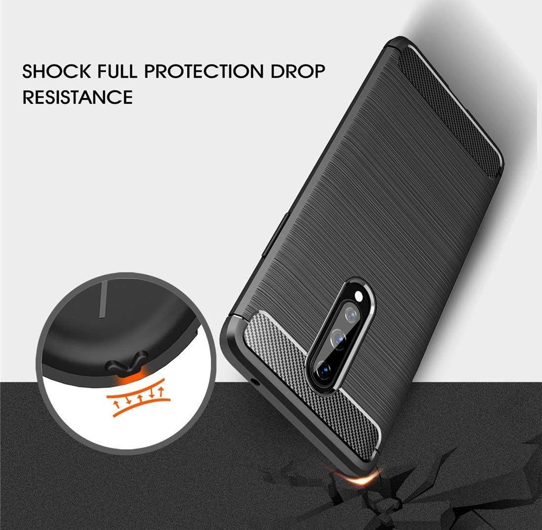 OnePlus 8 Hoesje Geborsteld TPU Flexibele Back Cover Zwart afbeelding 5