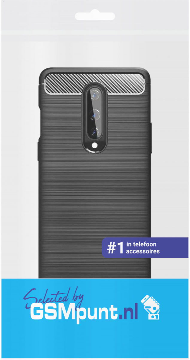 OnePlus 8 Hoesje Geborsteld TPU Flexibele Back Cover Zwart afbeelding 2