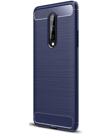 OnePlus 8 Hoesje Geborsteld TPU Flexibele Back Cover Blauw Hoesjes