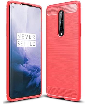 OnePlus 8 Hoesje Geborsteld TPU Flexibele Back Cover Rood Hoesjes