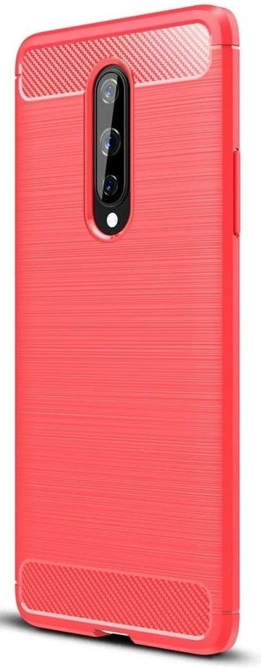 OnePlus 8 Hoesje Geborsteld TPU Flexibele Back Cover Rood afbeelding 3