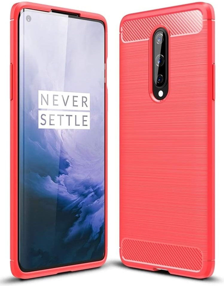OnePlus 8 Hoesje Geborsteld TPU Flexibele Back Cover Rood afbeelding 1