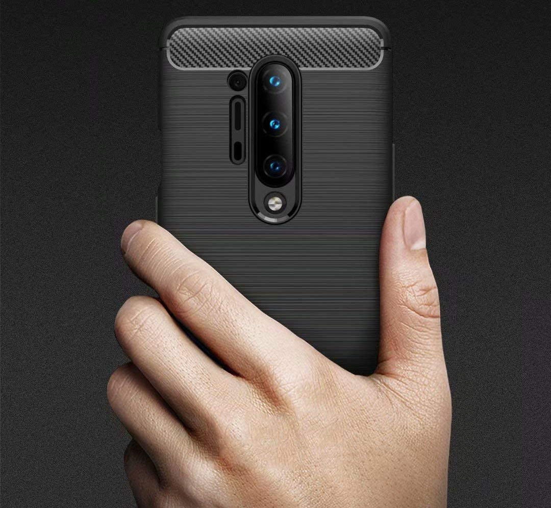 OnePlus 8 Pro Geborsteld TPU Hoesje Zwart afbeelding 4