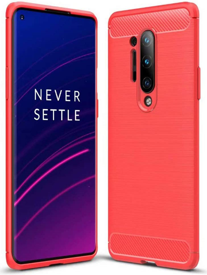 OnePlus 8 Pro Geborsteld TPU Hoesje Rood afbeelding 1
