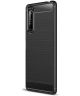 Sony Xperia 1 II Geborsteld TPU Hoesje Zwart