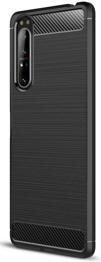 Sony Xperia 1 II Geborsteld TPU Hoesje Zwart afbeelding 1