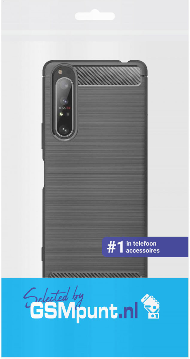 Sony Xperia 1 II Geborsteld TPU Hoesje Zwart afbeelding 3