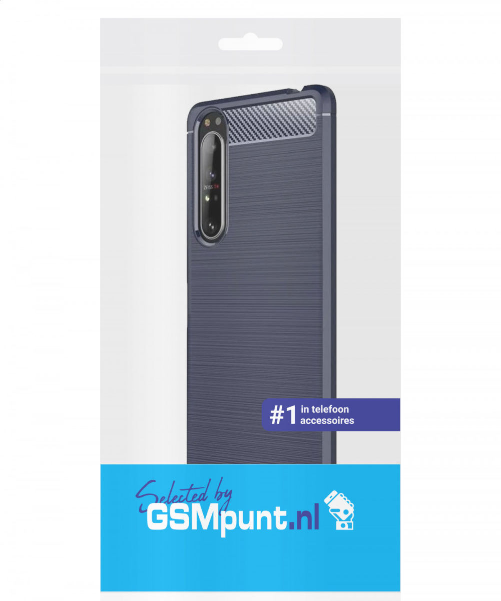Sony Xperia 1 II Geborsteld TPU Hoesje Blauw afbeelding 2