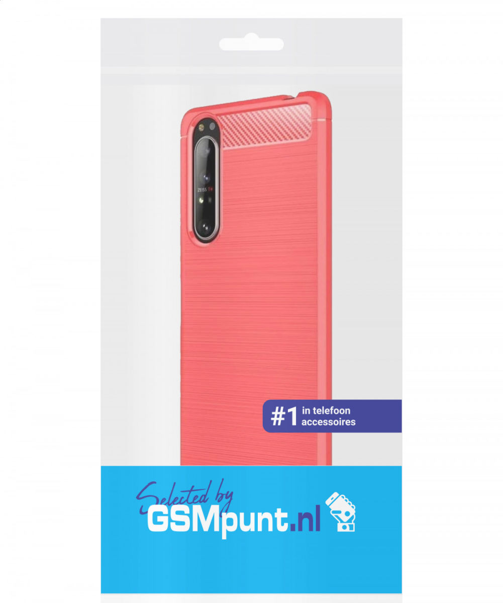 Sony Xperia 1 II Geborsteld TPU Hoesje Rood afbeelding 2