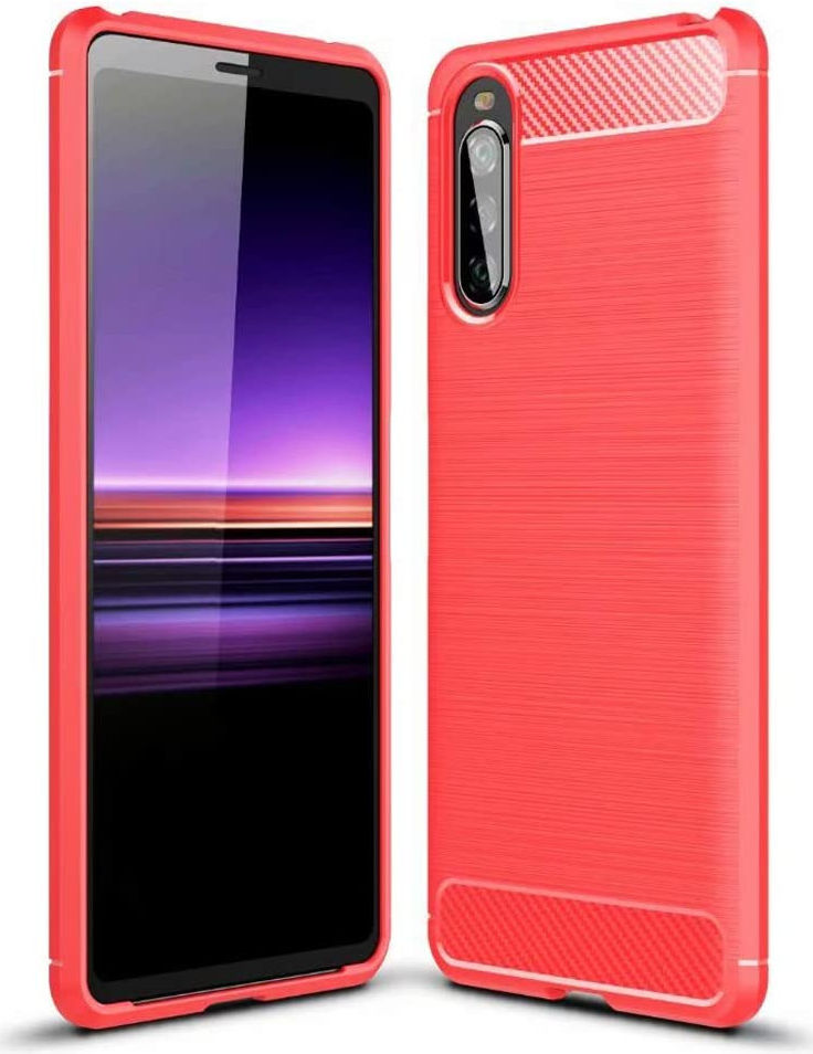 Sony Xperia 10 II Geborsteld TPU Hoesje Rood afbeelding 4