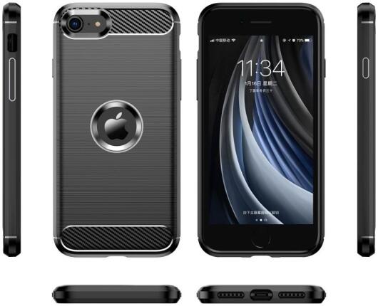 Apple iPhone SE (2020/2022) Hoesje Geborsteld TPU Back Cover Zwart afbeelding 10