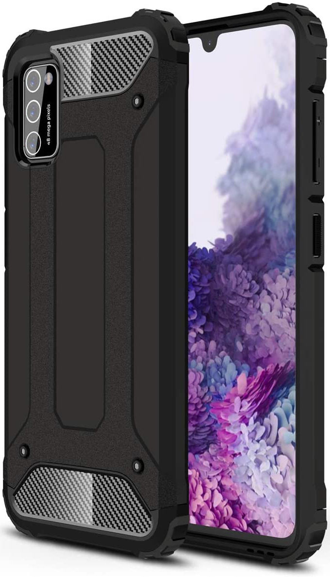 Samsung Galaxy A41 Hoesje Shock Proof Hybride Back Cover Zwart afbeelding 1