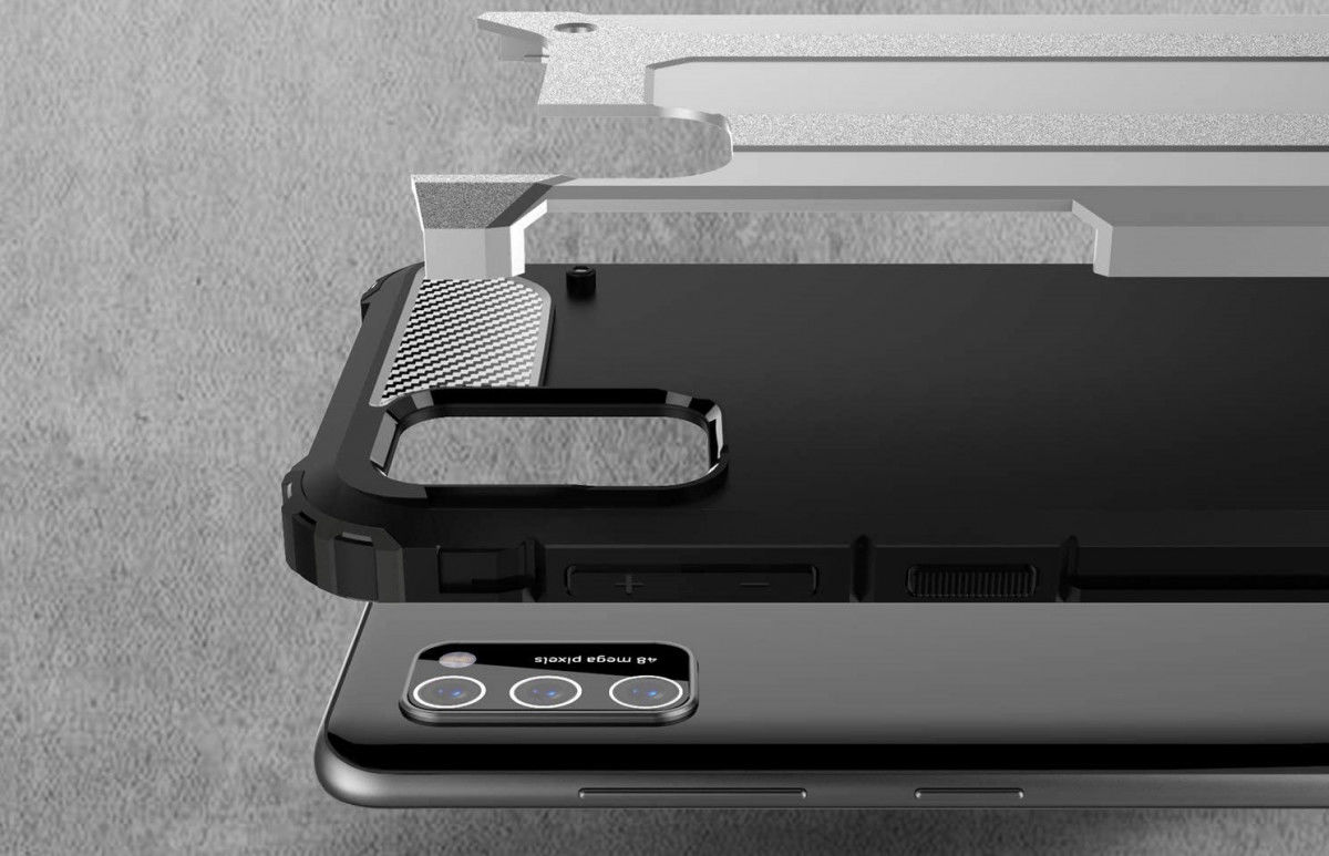 Samsung Galaxy A41 Hoesje Shock Proof Hybride Back Cover Zwart afbeelding 5