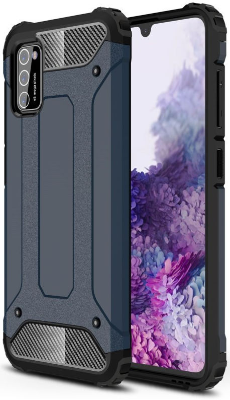 Samsung Galaxy A41 Hoesje Shock Proof Hybride Back Cover Donker Blauw afbeelding 1