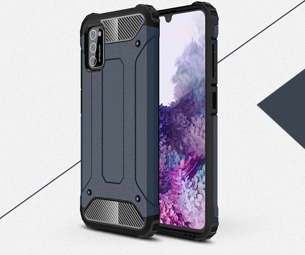 Samsung Galaxy A41 Hoesje Shock Proof Hybride Back Cover Donker Blauw afbeelding 8