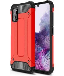 Samsung Galaxy A41 Hoesje Shock Proof Hybride Back Cover Rood