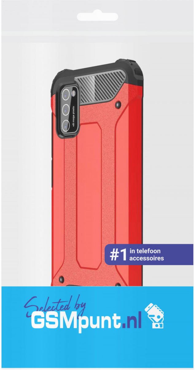 Samsung Galaxy A41 Hoesje Shock Proof Hybride Back Cover Rood afbeelding 2