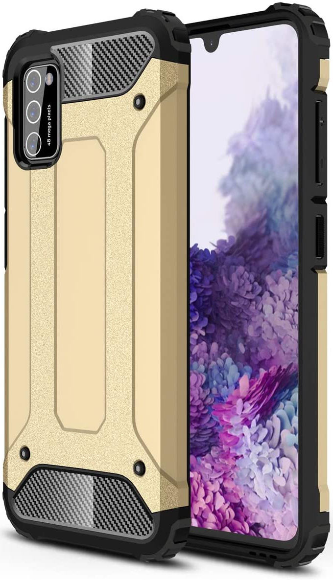 Samsung Galaxy A41 Hoesje Shock Proof Hybride Back Cover Goud afbeelding 1