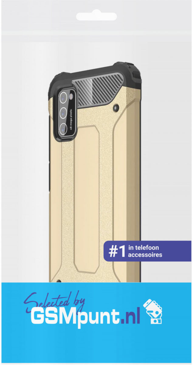 Samsung Galaxy A41 Hoesje Shock Proof Hybride Back Cover Goud afbeelding 3