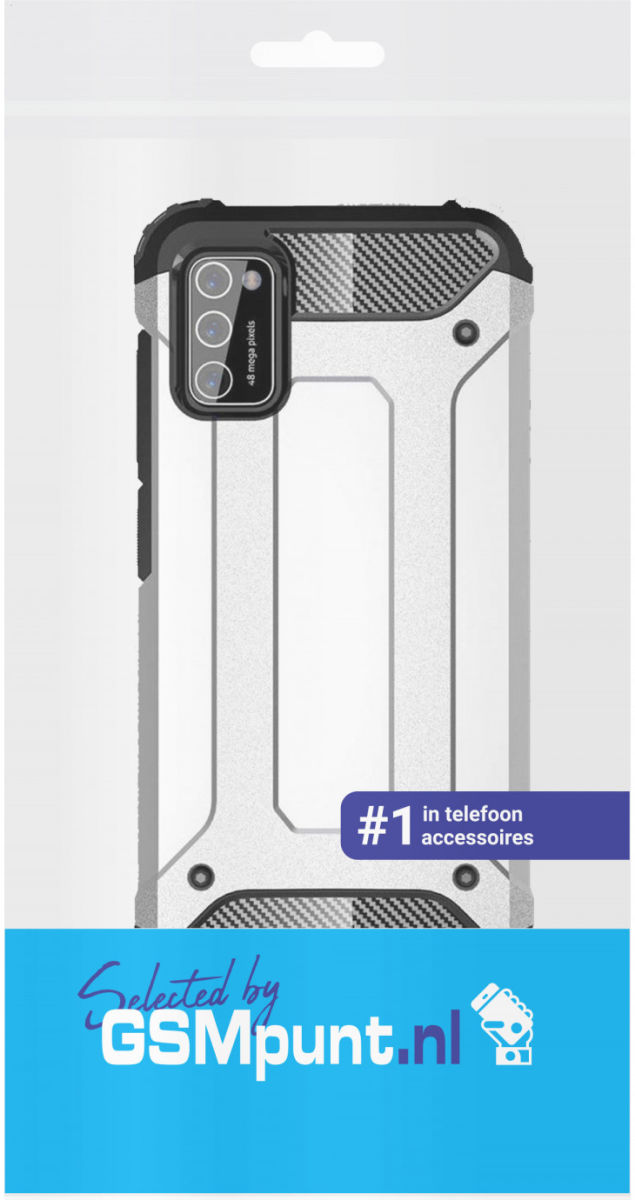 Samsung Galaxy A41 Hoesje Shock Proof Hybride Back Cover Zilver afbeelding 2