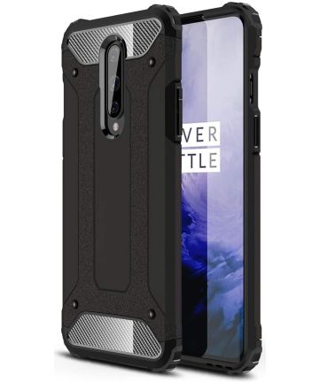 OnePlus 8 Hoesje Shock Proof Hybride Back Cover Zwart Hoesjes