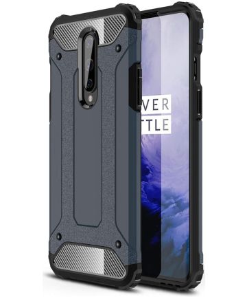 OnePlus 8 Hoesje Shock Proof Hybride Back Cover Donker Blauw Hoesjes